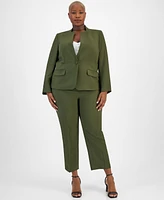 Le Suit Plus Single-Button Blazer Slim-Fit Pantsuit