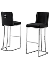 Best Quality Furniture 20" L x 16" W x 41" H Velvet Barstools with Chrome Base, Set of 2