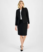 Le Suit Stand-Collar Pencil Skirt Suit, Regular & Petite