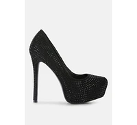 Clarisse diamante faux suede high heeled pumps