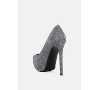 Clarisse diamante faux suede high heeled pumps