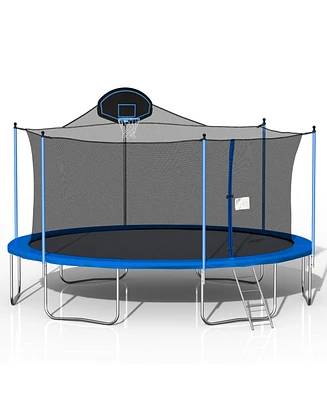 Simplie Fun 16FT Trampoline For Adults & Kids With Basketball Hoop, Double