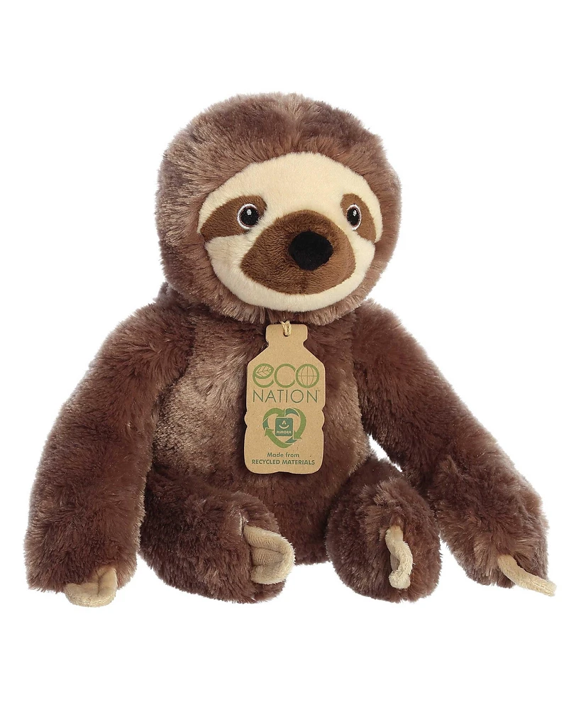 Aurora Medium Eco Hugs Sloth Eco Nation Eco-Friendly Plush Toy Brown 11"