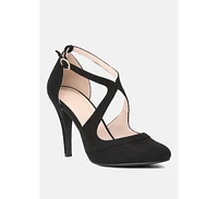close toe cross strap heel sandals