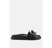 onyx metal chain slider flats