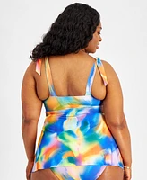 Becca Etc Plus Watercolor-Print Tankini Top