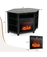 Costway Fireplace Tv Stand with Led Lights & 18'' Electric for Tvs up to 50''