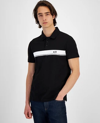 A|X Armani Exchange Men's Short Sleeve Chest Stripe Logo Polo Shirt