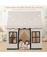 Costway Kids Play Castle Tent Large Playhouse Toys Gifts with Star Lights Washable Mat