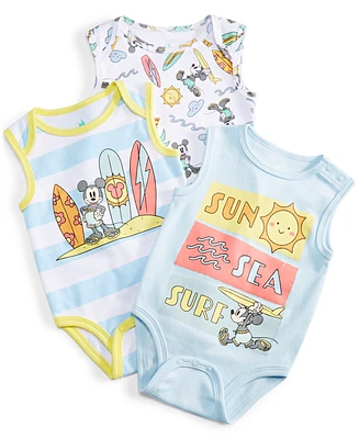 Disney Baby Mickey Mouse Surf Bodysuits, Pack of 3