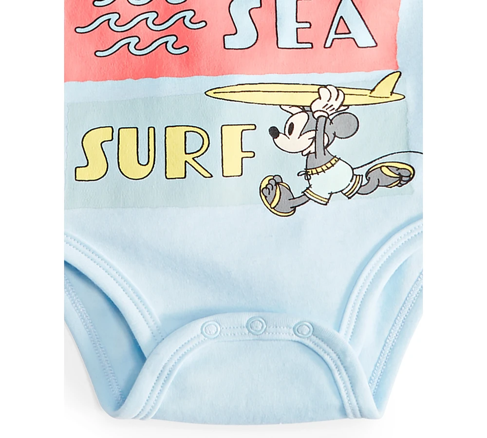 Disney Baby Mickey Mouse Surf Bodysuits, Pack of 3