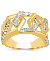 Men's Diamond Hexagon Link Inspired Ring (1/2 ct. t.w.) 18k Gold-Plated Sterling Silver