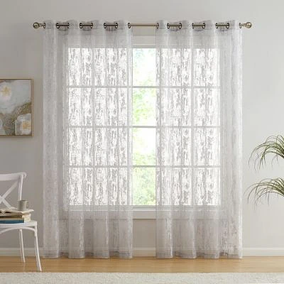 Hlc.Me Crawford Modern Abstract Decorative Semi Sheer Light Filtering Grommet Window Treatment Curtain Drapery Panels For Bedroom Living Room Set Of 2 Panels