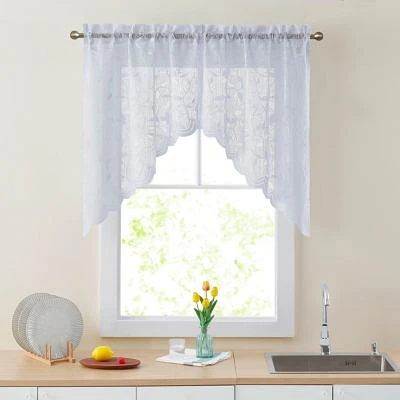 Hlc.Me Joyce Floral Decorative Semi Sheer Light Filtering Grommet Window Treatment Curtain Drapery Panels For Bedroom Living Room Set Of 2 Panels