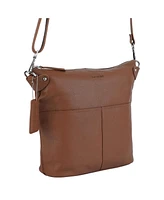 Mancini Pebbled Collection Susan Leather Crossbody Hobo Bag