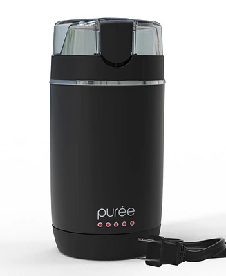 Tzumi Puree Electric Coffee Grinder, One-Touch Spice, Herb, and Bean Grinder with Stainless Steel Blades