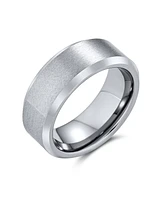 Bling Jewelry Beveled Edge Brushed Matte Band Titanium Rings 8MM