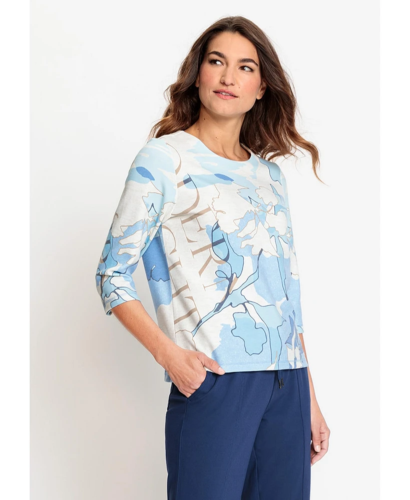 Olsen 3/4 Sleeve Abstract Print Jersey Top