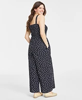 On 34th Women's Smocked Square-Neck Jumpsuit