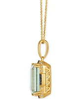 Le Vian Mint Julep Quartz (6-3/4 ct. t.w.) & Diamond (1/4 ct. t.w.) Halo Adjustable 20" Pendant Necklace in 14k Gold