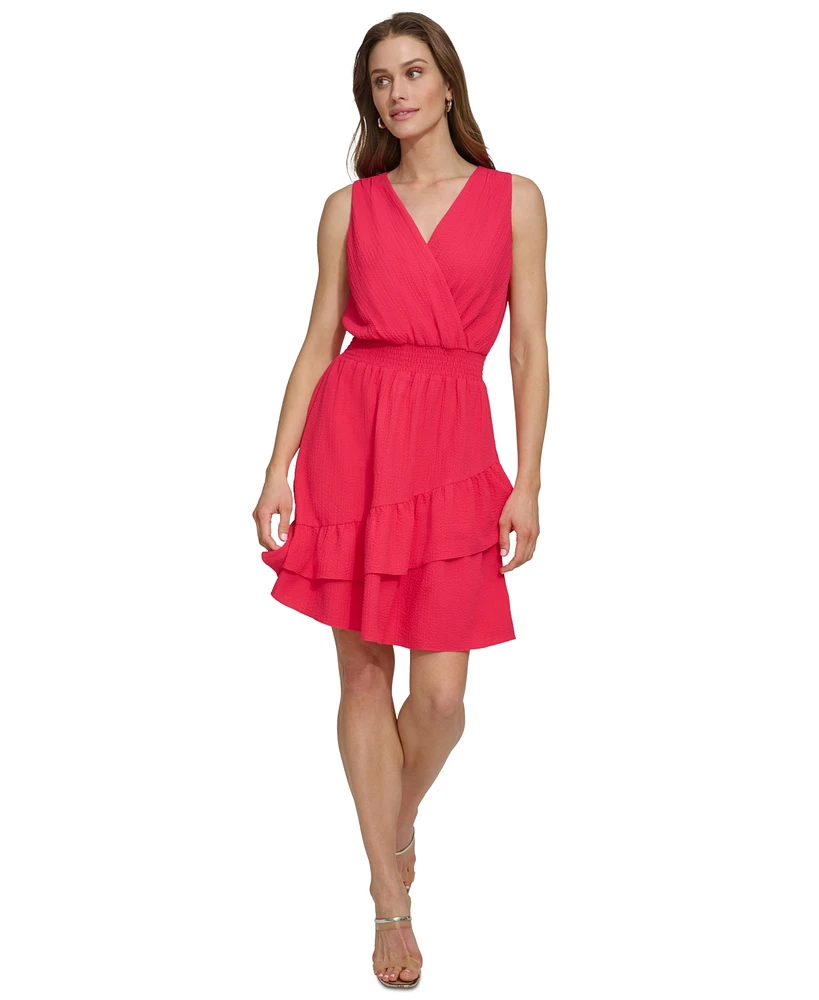 Dkny Women's Sleeveless Smocked-Waist A-Line Dress