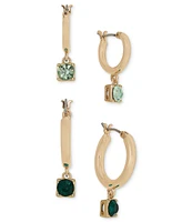 On 34th 2-Pc. Set Crystal Charm Hoop Earrings, Created for Macy's