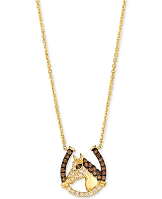 Le Vian Chocolate & Nude Diamond Horseshoe 19" Pendant Necklace (1/3 ct. t.w.) in 14k Gold