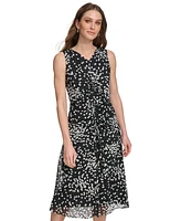 Dkny Women's Ruched Jacquard Clip Midi Dress