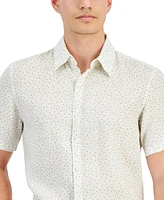 Michael Kors Men's Slim-Fit Floral Ditsy-Print Button-Down Linen Shirt