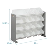 ECR4Kids 4-Tier Organizer with 16 Bins, Grey/White, 1