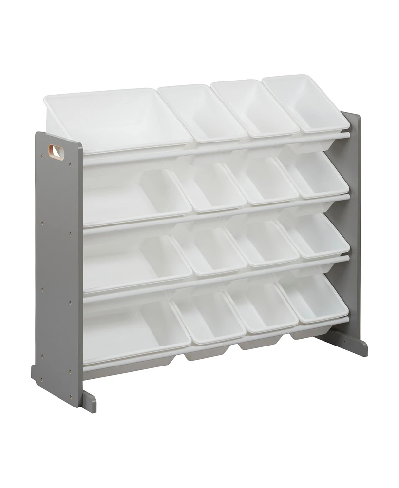 ECR4Kids 4-Tier Organizer with 16 Bins, Grey/White, 1
