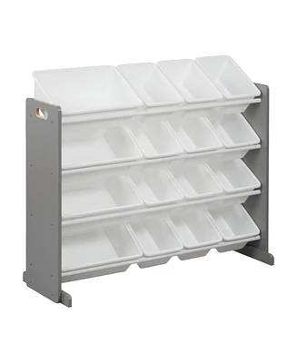 ECR4Kids 4-Tier Organizer with 16 Bins, Grey/White, 1