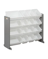 ECR4Kids 4-Tier Organizer with 16 Bins, Grey/White, 1