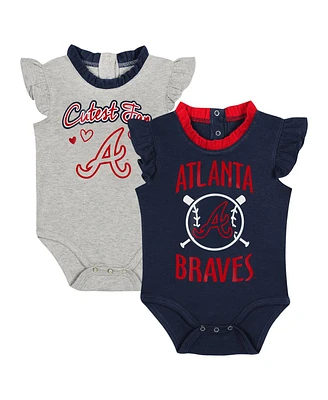 Baby Boys and Girls Fanatics Navy, Gray Atlanta Braves Two-Pack Fan Bodysuit Set