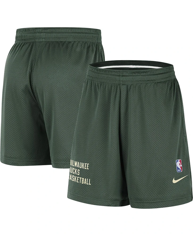 Men's and Women's Nike Hunter Green Milwaukee Bucks Warm Up Performance Practice Shorts