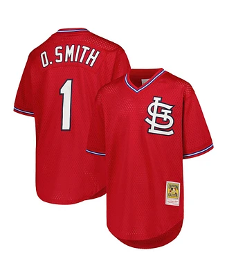 Big Boys Mitchell & Ness Ozzie Smith Red St. Louis Cardinals Cooperstown Collection Mesh Batting Practice Jersey