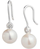 Lauren Ralph Lauren Sterling Silver Freshwater Pearl (8mm) Crystal Drop Earrings