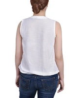 Ny Collection Women's Sleeveless Pintuck Tie-Hem Blouse