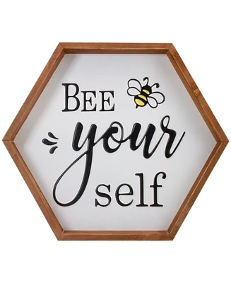 Northlight 16" Wooden Framed "Bee Yourself" Metal Sign Spring Wall or Tabletop Decor