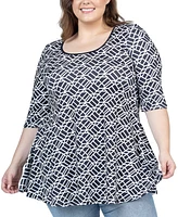 24seven Comfort Apparel Plus Size Elbow Sleeve Casual Tunic Top