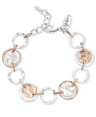 Style & Co Two-Tone Hammered Circle & Disc Flex Bracelet, Created for Macy's