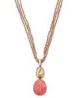 Style & Co Stone & Seed Bead Multi-Chain Pendant Necklace, 17" + 3" extender, Created for Macy's