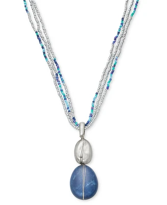 Style & Co Stone Seed Bead Multi-Chain Pendant Necklace, 17" + 3" extender, Created for Macy's