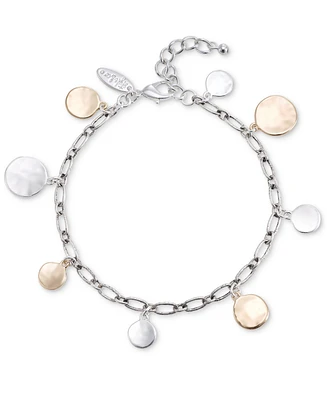 Style & Co Two-Tone Hammered Disc Ankle Bracelet, Created for Macy's