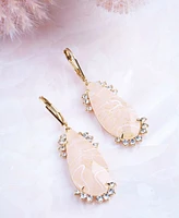 lonna & lilly Gold-Tone Pave & Blush Crackled Stone Drop Earrings