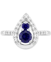 Lab-Grown Blue Sapphire (3/4 ct. t.w.) & Lab-Grown White Sapphire (1/3 ct. t.w.) Ring in Sterling Silver (Also in Amethyst)