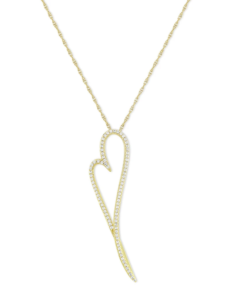 Lab-Grown White Sapphire Elongated Heart 18" Pendant Necklace (5/8 ct. t.w.)