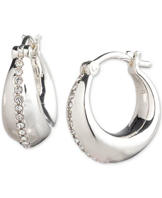 Lauren Ralph Lauren Sterling Silver Extra-Small Pave Sculpted Hoop Earrings, 0.37"