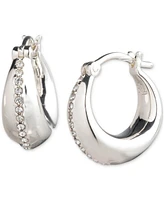 Lauren Ralph Lauren Sterling Silver Extra-Small Pave Sculpted Hoop Earrings, 0.37"