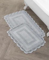 Laura Ashley Crochet Reversible Cotton 2-Pc. Bath Rug Set